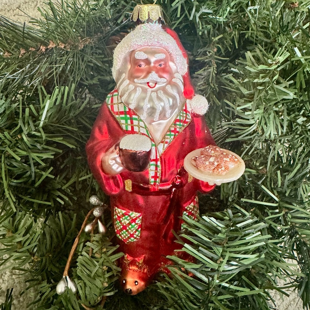 Glass Santa Ornament